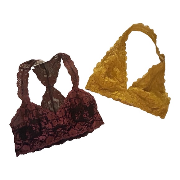 Free People Other - 2 Intimately Free People Lace Bralettes Racer Back Halter New Size Large